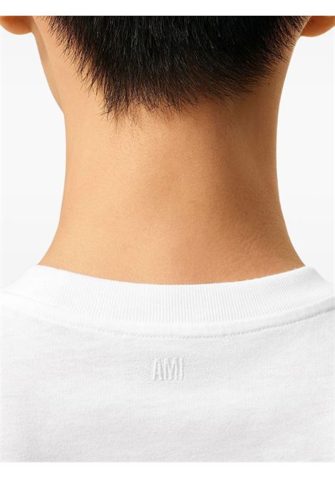 t-shirt contrasted adc unisex bianca AMI PARIS | HTS346.724100